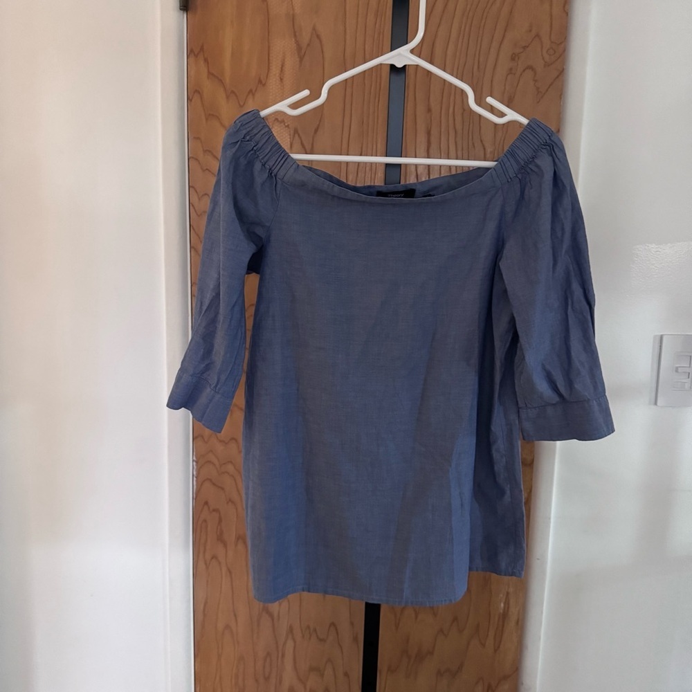 Theory Off-Shoulder Blue Women’s cotton Top small